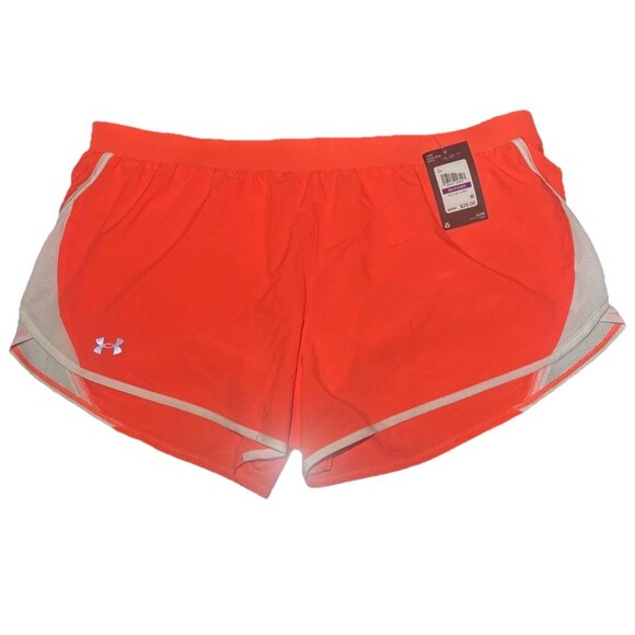2XL Under Armour Women's Fly By 2.0 Shorts Orange White Size Running Brief Lined - Picture 1 of 6